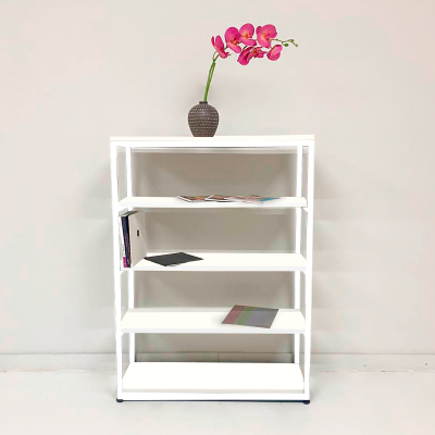 Стеллаж Лофт CH-5 (800х300х1100мм), ЛДСП Дуб белый крафт / Металлокаркас Белый